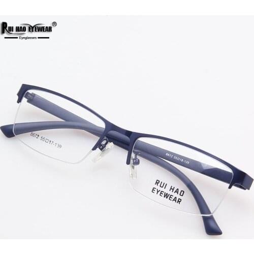 Half Rimless Eyeglasses Frame Unisex Optical Glasses Super Light Alloy Spectacles Frames and TR90 Temple 8672
