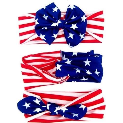 Girls 4th of July Headband For 2020 Independence Day American Flag Headbands For Girls Bows Turban Baby Girl Hair Accessories