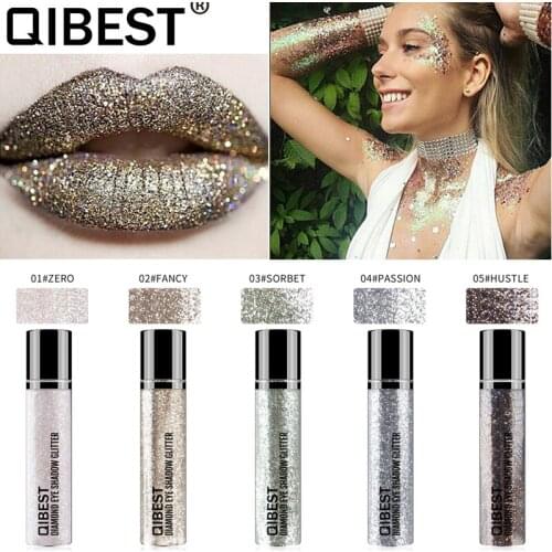 Qibest shimmer Loose Eye Shadow Powder Makeup Pigment Waterproof Glitter Eyeshadow 3D Nude Metallic Eyes Powder Cosmetics