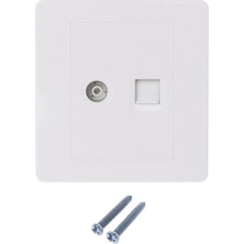 RJ45 Network Adapter+TV Antenna Coaxial Wall Mount Output Faceplate Panel Socket
