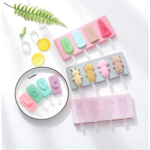 LOVE ice cream silicone mold cartoon 3D animal homemade popsicle mold with lid DIY silicone ice cube tray ice cube maker