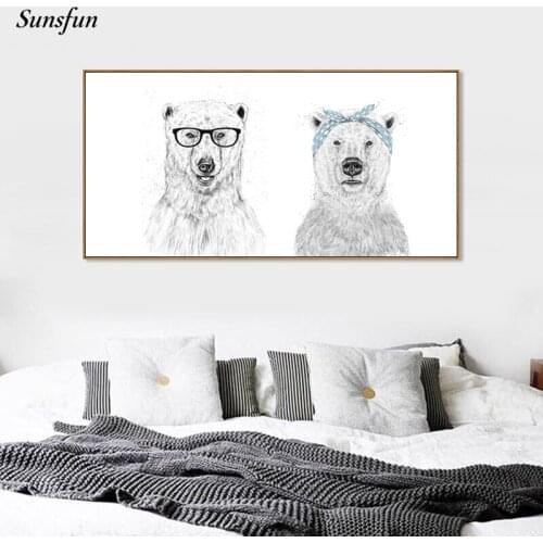 Sunsfun Mr. Animal Tiger Dog Panda Posters and Prints Creativity Wall Art Canvas Painting Nusery Wall Picture Baby Living Room