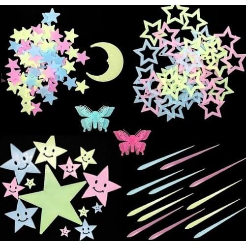 1bag Ceiling Glow in the Dark Toys Luminous Star Stickers Bedroom Sofa Fluorescent Painting Toy PVC Stickers Kids Room I0365