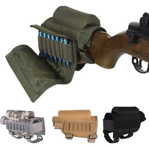 Tactical Army Ammo Pouch Cartridge Buttstock Pouch Cheek Rest Gun Rifle Stock Ammo Pouch Shell Combat Shot Hunting Accessories