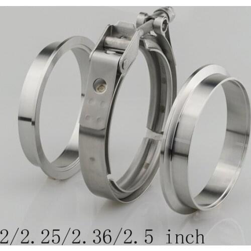V-Band Clamp 2/2.25/2.36/2.5 inch Male/Female Flange Kit V-band Stainless Steel Turbo Exhaust Pipes Car Accessories