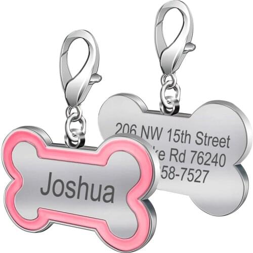 Cute Bone Shape Pet Dog ID Tags Pet ID Dog Tags Collars Cat Tag Customized Tag Free Engraving Collar Accessories Decoration