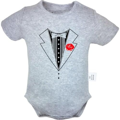 DADD shoot Funny gentleman Dresses Design Newborn Baby Boys Girls Outfits Jumpsuit Print Infant Bodysuit Clothes Cotton Sets