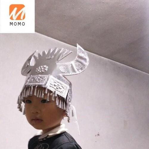 Factory Chinese miao ethnic miao alloy plated silver Hmong Headwear hair accessory Hat