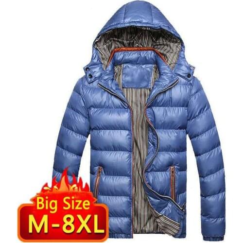 Winter Coat Mens Casual Men Coat Coat Cotton Thickened Parka Mens Windproof Warm Windbreaker Hooded Mens Clothes 6xl 7xl 8xl