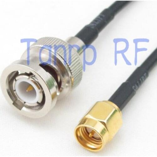 10pcs 6in 6'' BNC male plug to SMA male RF connector adapter 15CM Pigtail coaxial jumper cable RG174 extension cord