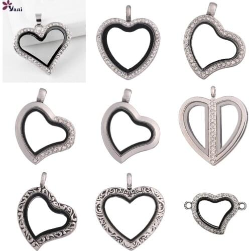10Pcs Crystal Heart Glass Floating Living Memory Locket Pendant For Women Chain Necklaces Valentines Day Gift Jewelry Diy