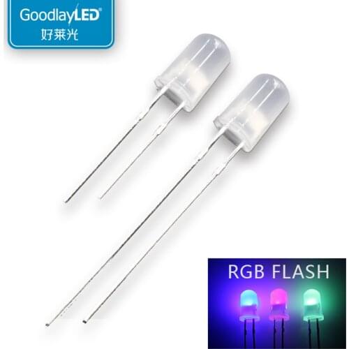 1000pcs 5mmRound Head fogge RGB seven color fast flash or slow flash bright short/long feet light bead DIP LED