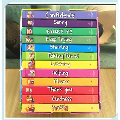12 Books/Set A Case of Good Manners English Board Book Children Educational Picture Story Pocket Book 11*11CM For 2-6 Years Kids