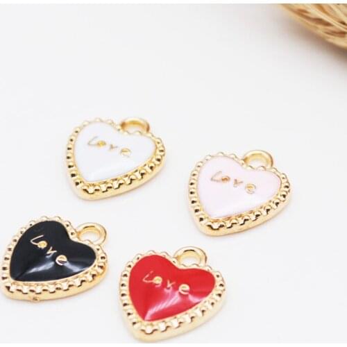 20PC/Lot 13*16mm LOVE Heart Shape Enamel Charms Bracelet Earring Necklace DIY Jewelry Making Pendants