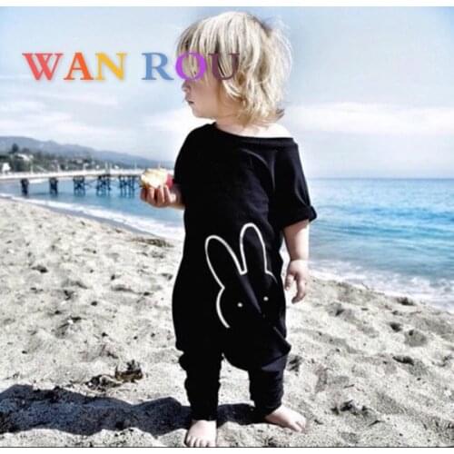2020 Fashion Newborn Kids Baby Girls Toddler Infant O neck Cute Black Rabbit Bodysuit Jumpsuit Playsuit Bebe 0-3 Years Clothes