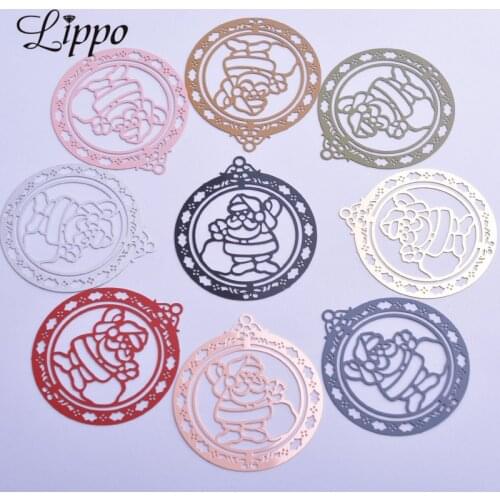 30pcs AB2923 42*48mm Big Round Father Christmas Charms DIY Drop Earrings Jewelry