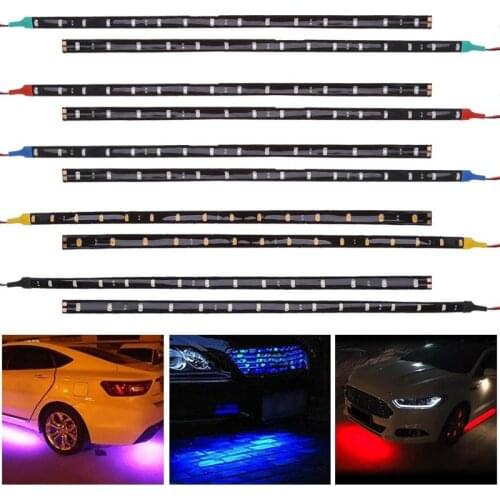 4pcs/set 30cm/11.8in 15LED Car Truck Motor Grill Flexible Waterproof Strip Light Daytime Running Lights Car Styling