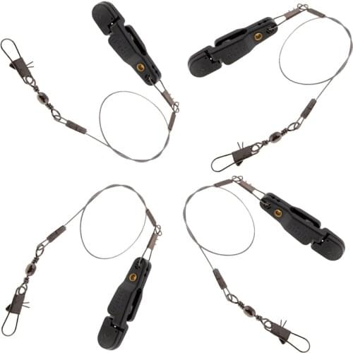 4pcs Snap Release Clip w/ Leader Snap for Outrigger Downrigger Planer Board Offshore Fishing
