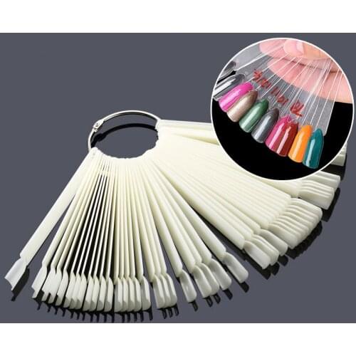 50/Set Nail Art Tips Display Practice Sticks Fan Shaped Nail Polish Swatches Nail Color Sample Nail Art Tools Supplies
