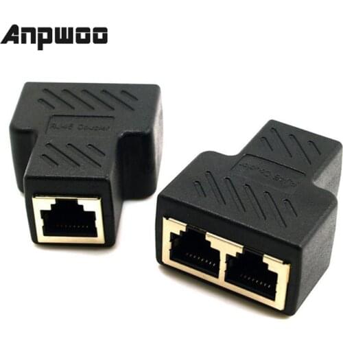 ANPWOO 1 To 2 Ways RJ45 LAN Ethernet Network Cable Female Splitter Connector Adapter For Laptop Docking Stations