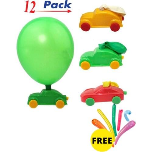 Free ship cheap 12pcs classic balloon air motived powered racing car children kids party toys pinata toy bag fillers prizes