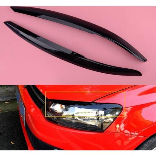 Black Plastic Headlight Eyebrow Eyelid Trim Cover Fit For VW Polo MK5 2011 2012 2013 2014 2015 2016 2017