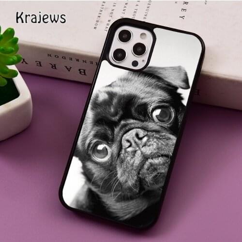 Animal Black Pug close up phone Case For iPhone 5 SE 2020 6S 7 8 Plus 12 mini 11 Pro X XR XS Max Samsung S8 S9 S10 coque Cover