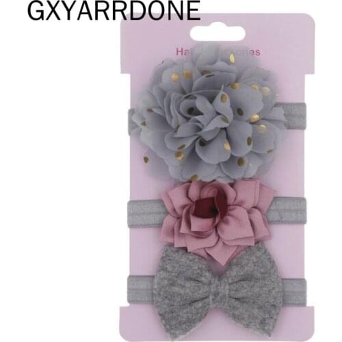 3pcs 2019 Baby Girls Headband Set Bow Knot Head Bandage Kids Toddlers Headwear Flower Hair Band Infant Clothing Accessories