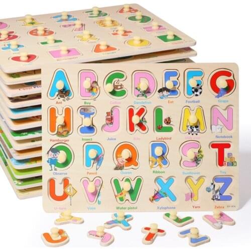 Baby Hand Grasp Board Wooden Toys 3d Puzzles Fruit and Vegetable Animal Cognitive Jigsaw Puzzle Kids Montessori Educational Toy