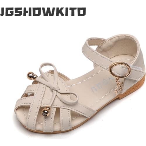 Kids Sandals Girls Sandals Children Summer Shoes 2021 New Hot Cut-outs Princess Sweet Soft Leather Sandals With Bowtie Bow 21-35