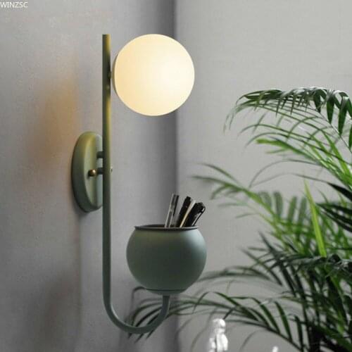 Designers light simple modern nordic creative living room study bedroom warm bedside macaroon plant wall lamp LU8111851