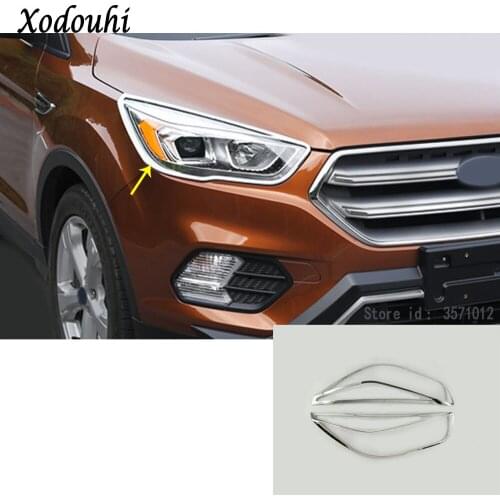 For Ford Kuga Escape 2017 2018 2019 2020 Car Body Cover Body Head Front Light Lamp Frame Stick ABS Chrome Cover Trim Molding