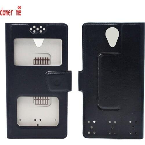 Dower me Dual Window Universal Flip PU Leather Case Cover For Micromax Bolt Ultra 1 Q437 (Bharat 3) Phone In Stock N2