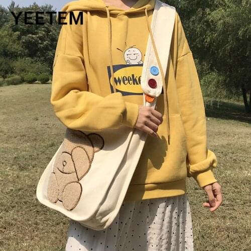 Double-sided Embroidery Teddy Bear Japanese-made Bairou Green Messenger Bag Shoulder Bag Schoolgirl Bag