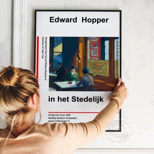Edward Hopper 1980 Vintage French Exhibition Poster, Chop Suey Nordic Retro Style Canvas Painting, Home Decor Wall Art Picture