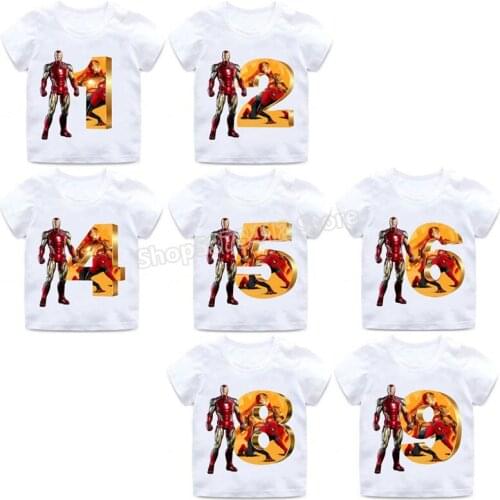 Marvel Graphic Tee Iron Man Aesthetic T Shirt Spiderman Shirts Boys Clothing Tops Birthday Superhero Print Digital Short Sleeve