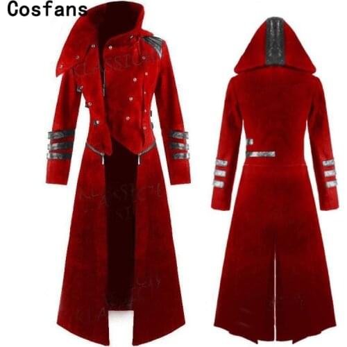Hot New Scorpion Mens Coat Long Jacket Gothic Steampunk Hooded Trench Medieval Cosplay costume for Adult Women Men Free Shipping