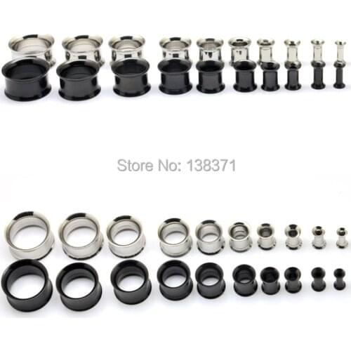 HOT SALE! Black Titanium Anodized Flesh Tunnel Expander Ear Plug Double Flare Stretcher Free Shipping