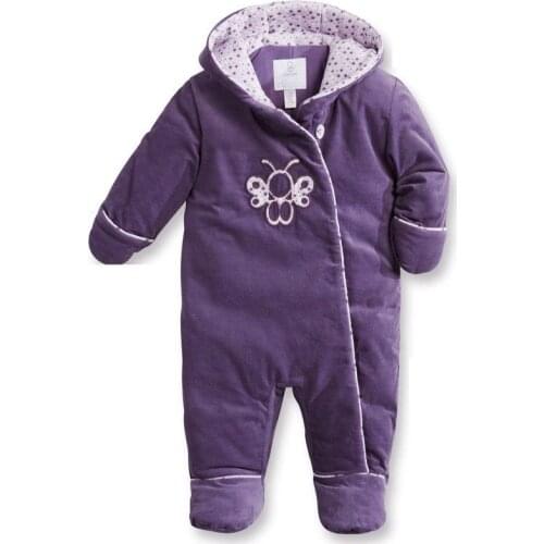 Russia Winter Romper Baby Girl 2018 Fashion Cotton Purple Thick Newborn Jumpsuit Butterfly Embroidery Warm Infant Clothes
