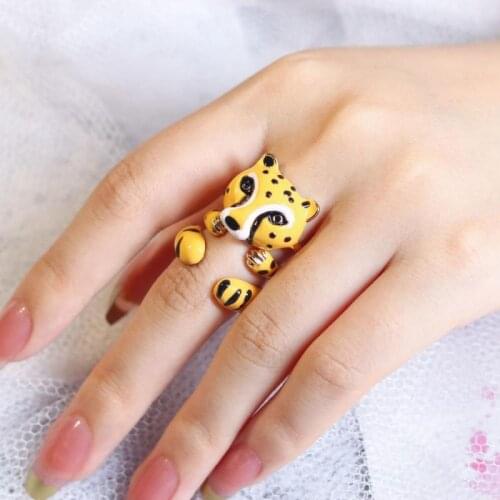 Ins Alloy Ring Set Animal Cartoon Korean Personality Panda Zebra Rabbit Leopard Lovely Photo Props Adjustable Womens Jewelry