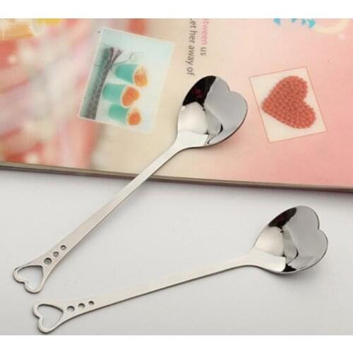 New Heart Shape Stainless Steel Coffee Tea Spoon Dessert Sugar Stirring Spoons Ice Cream Honey Spoon Kitchen Spoon Gift