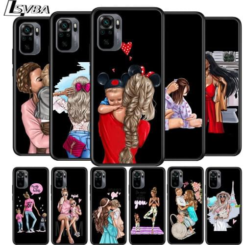 Fashion Super Baby Mom for Xiaomi Redmi Note 10 10S 9 9T 9S 9Pro Max 8T 8Pro 8 7 6 5 Pro 5A 4X 4 Soft Black Phone Case