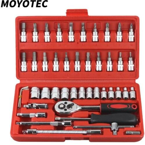 MOYOTEC 46pcs Socket Wrench Set Household Car Repair Tool Ratchet Torque Wrench Hand Tool Kit Auto Repairing Tool