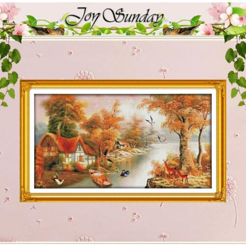 With Mountain and River Counted Cross Stitch 11CT 14CT Cross Stitch Set Wholesale Scenery Cross-stitch Kit Embroidery Needlework
