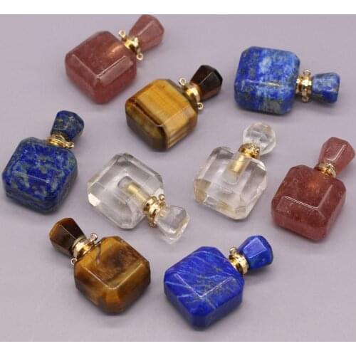 2021 New Style Natural Stone Perfume Bottle Pendant Section Semi-Precious For Jewelry Making DIY Necklace Accessory