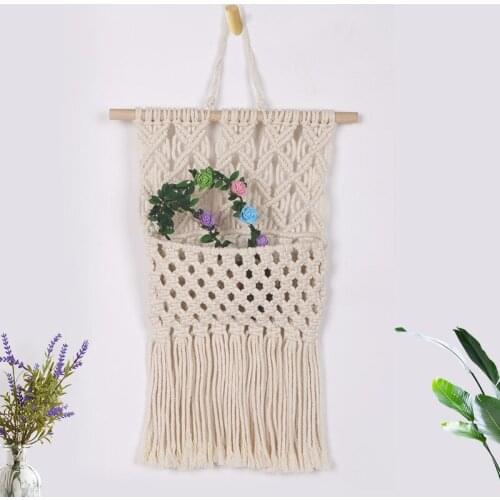 New Boho Home Improvement Hanging Basket Woven Pocket Macrame Wall Hanging Tapestry Room Decoration Home Dorm Chic Wall Accents