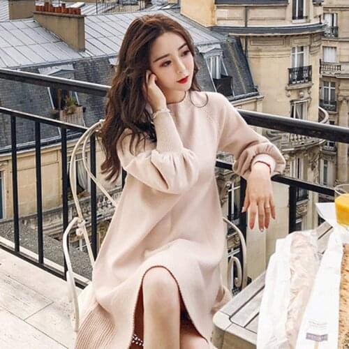 New Autumn and winter maternity dress pregnant women sweater pregnant women skirt bottoming knit pregnant women A word dress