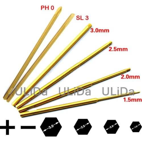 100mm 1.5 3mm Titanium Nitride TiNi HSS H PH SL Hex Socket Head Slotted Tip Phillips Bits Screwdrivers