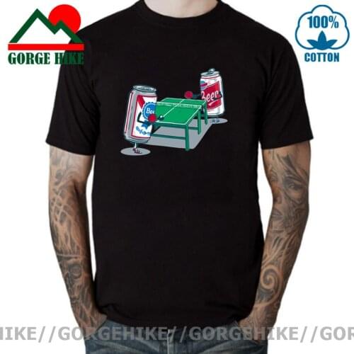 Beer Pong Just A Couple Of Beer Cans Enjoying A Friendly Game Of Table Tennis Black T-Shirt New Men T Shirt Hombre Funny Tshirts