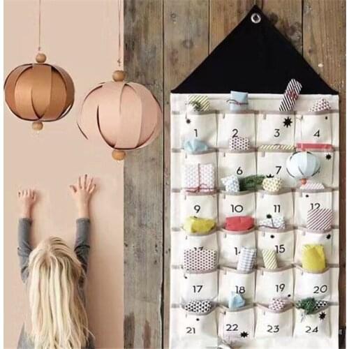 Nordic Wall Hanging Storage Bag Canvas Advent Calendar Bags Pouch Sack Organizer for Baby Kids Stuff Christmas Gift Present Toys